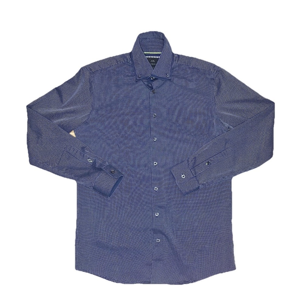 Lindbergh Premium Cotton 2 Ply Blue‎ Plaid Men's LS Button Up Shirt Sam 39/40